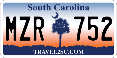 SC license plate MZR752