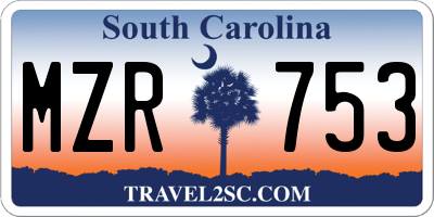 SC license plate MZR753