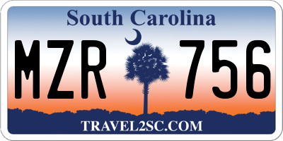 SC license plate MZR756