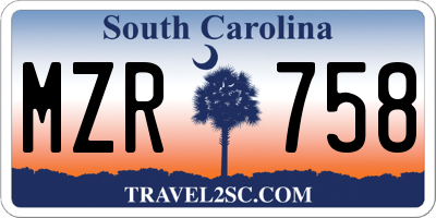 SC license plate MZR758