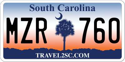 SC license plate MZR760