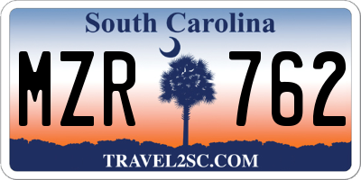 SC license plate MZR762