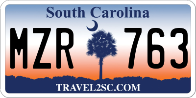 SC license plate MZR763