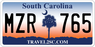 SC license plate MZR765