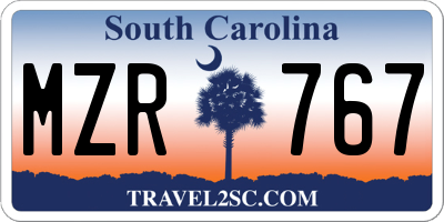 SC license plate MZR767