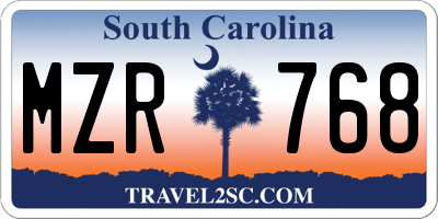 SC license plate MZR768
