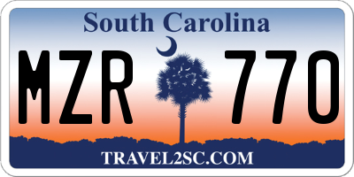 SC license plate MZR770