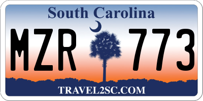 SC license plate MZR773