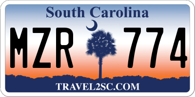 SC license plate MZR774