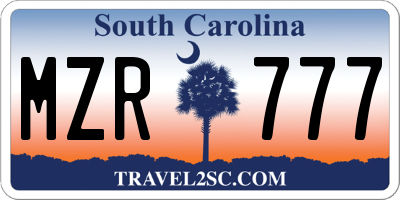 SC license plate MZR777