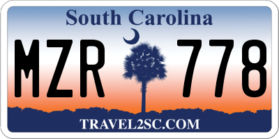 SC license plate MZR778