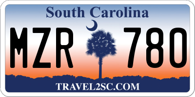 SC license plate MZR780
