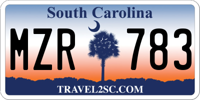 SC license plate MZR783