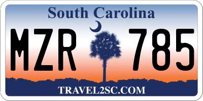 SC license plate MZR785