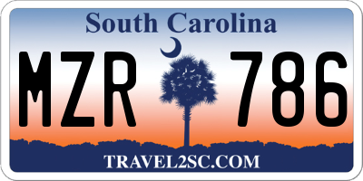 SC license plate MZR786