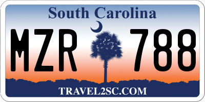 SC license plate MZR788
