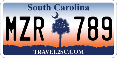 SC license plate MZR789