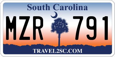 SC license plate MZR791