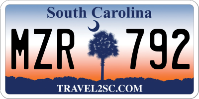 SC license plate MZR792