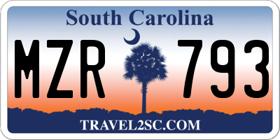 SC license plate MZR793