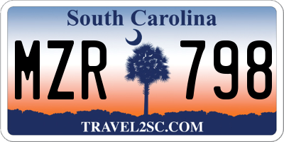 SC license plate MZR798