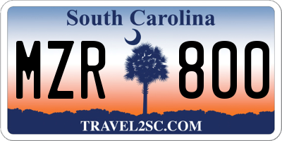 SC license plate MZR800