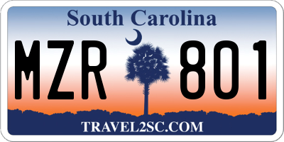 SC license plate MZR801
