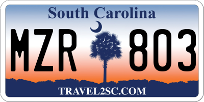 SC license plate MZR803