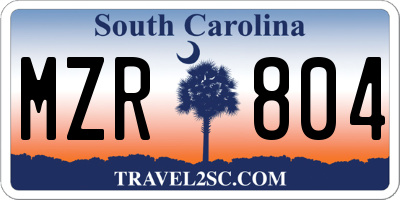 SC license plate MZR804