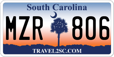 SC license plate MZR806
