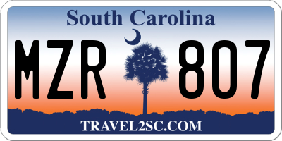 SC license plate MZR807