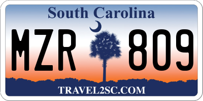 SC license plate MZR809