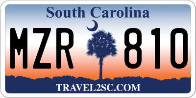 SC license plate MZR810