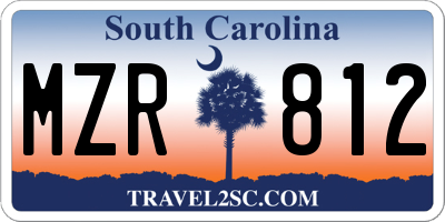 SC license plate MZR812
