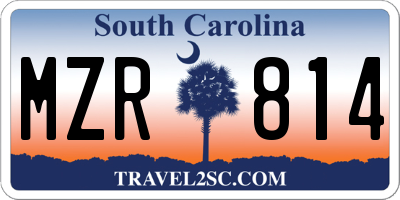 SC license plate MZR814