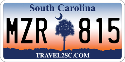 SC license plate MZR815