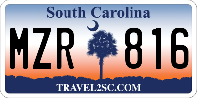 SC license plate MZR816