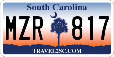 SC license plate MZR817