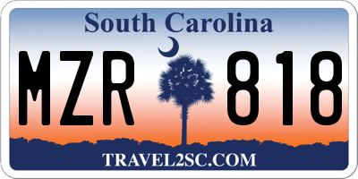 SC license plate MZR818