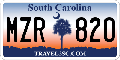SC license plate MZR820