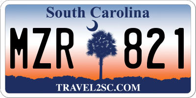 SC license plate MZR821