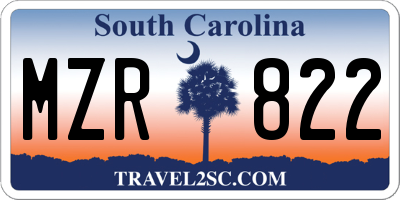 SC license plate MZR822