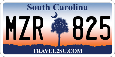 SC license plate MZR825