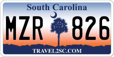 SC license plate MZR826