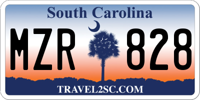 SC license plate MZR828
