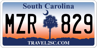 SC license plate MZR829