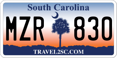 SC license plate MZR830