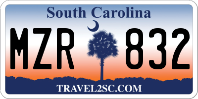 SC license plate MZR832