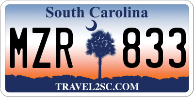 SC license plate MZR833