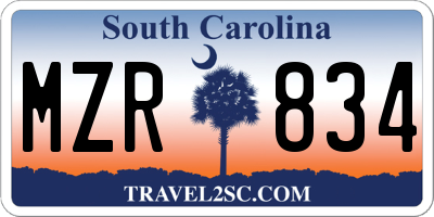 SC license plate MZR834
